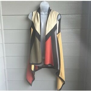 Multiples Open Front Waterfall Cardigan Size S Color Block  Asymmetric Layers
